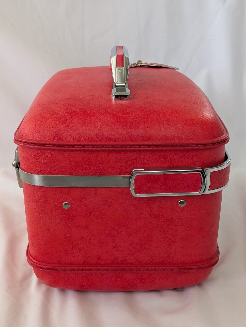 VTG American Tourister Poppy Red Train Case Hard Shell Makeup Luggage Combo Lock - Picture 6 of 16